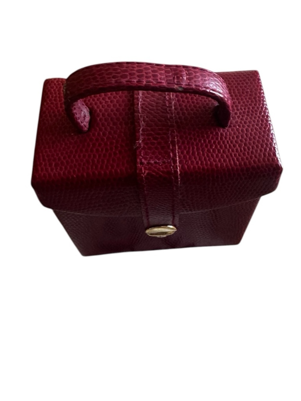 VINTAGE Burgundy Faux Textured Leather Foldout Travel Mini Jewelry Box - Picture 4 of 9